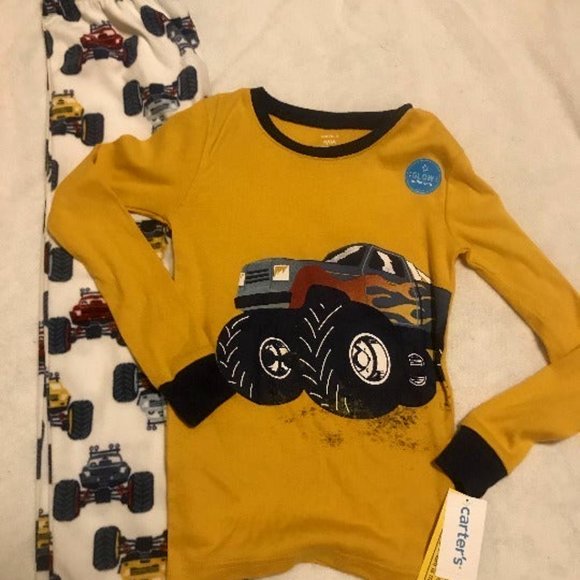 NWT 12 kids glow dark monster truck pajamas - Picture 2 of 7